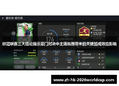 欧冠联赛三大结论揭示豪门对决中主场氛围带来的关键加成效应影响